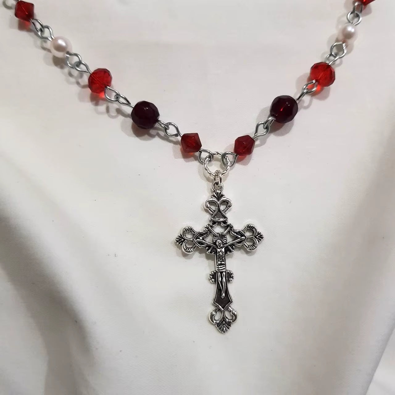 Stunning Red Cross Necklace Black Gothic Statement Rosary Style Grunge Necklaces Women 2021 Jewelrye Y2K
