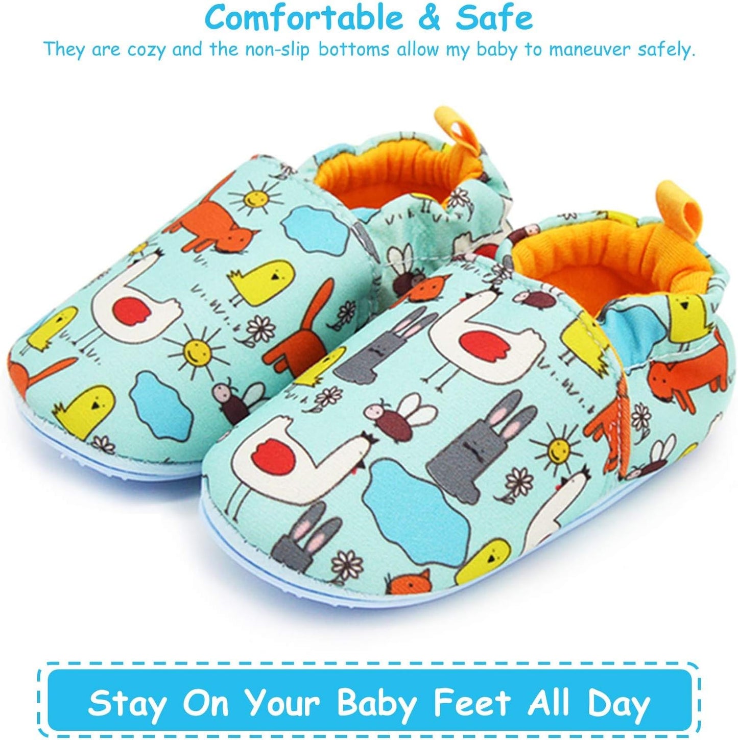 Toddler Baby Boys Girls Shoes Non Skid Slipper Sneaker Moccasins Infant First Walker House Walking Crib Shoes(6-24 Months)